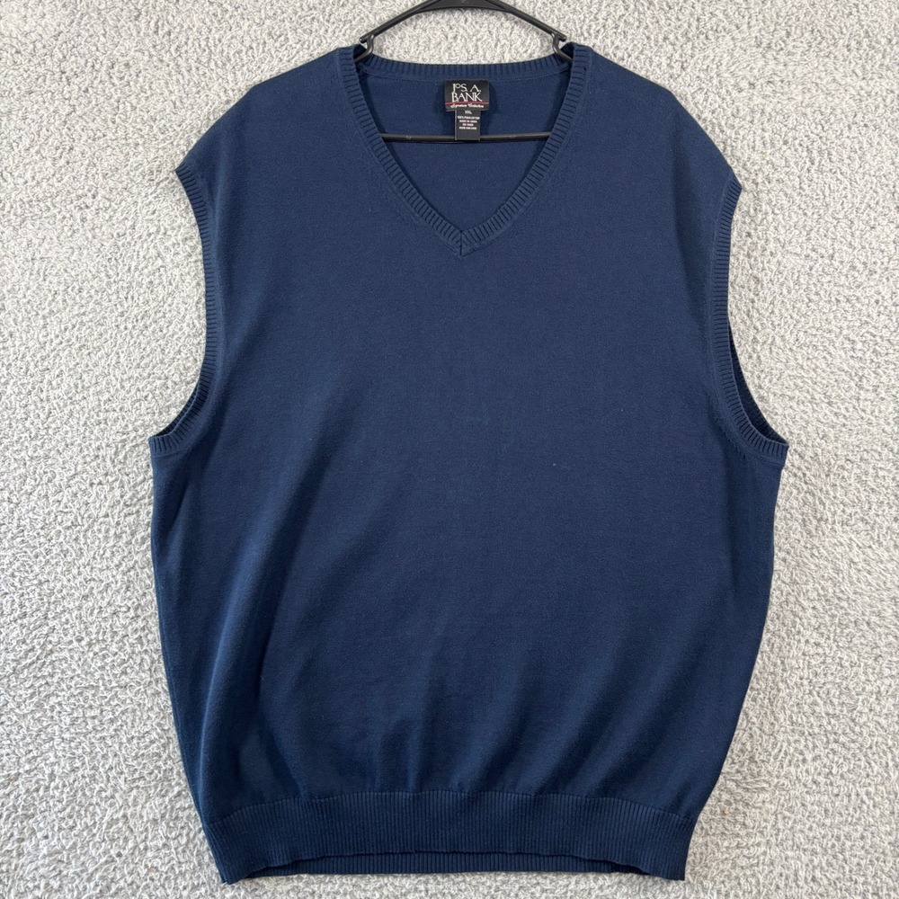 Jos. A. Bank Signature Collection Navy Blue Pima Cotton V-Neck Sweater Vest XXL